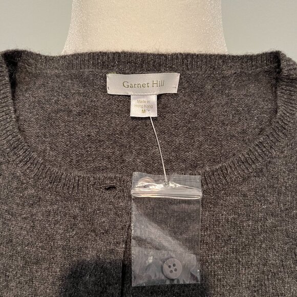 GARNET HILL | Essential Cashmere Retro Cardigan - Charcoal - Picture 2 of 9